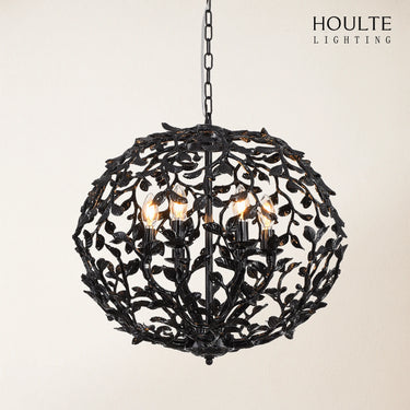 Elara Black Spherical Cage Chandelier 22"D