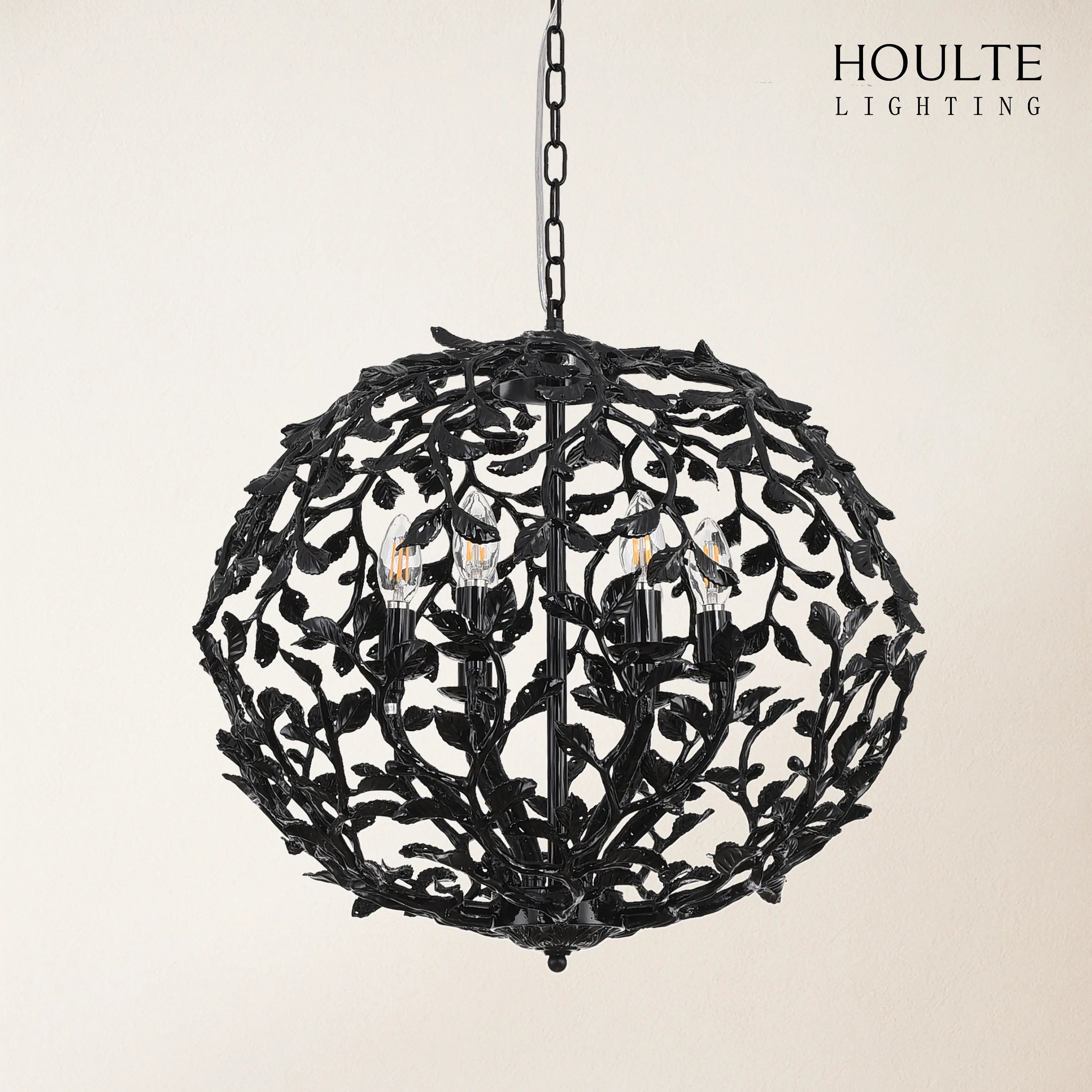 Elara Black Spherical Cage Chandelier 22"D