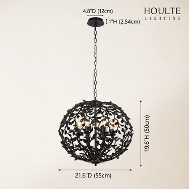 Elara Black Spherical Cage Chandelier 22"D
