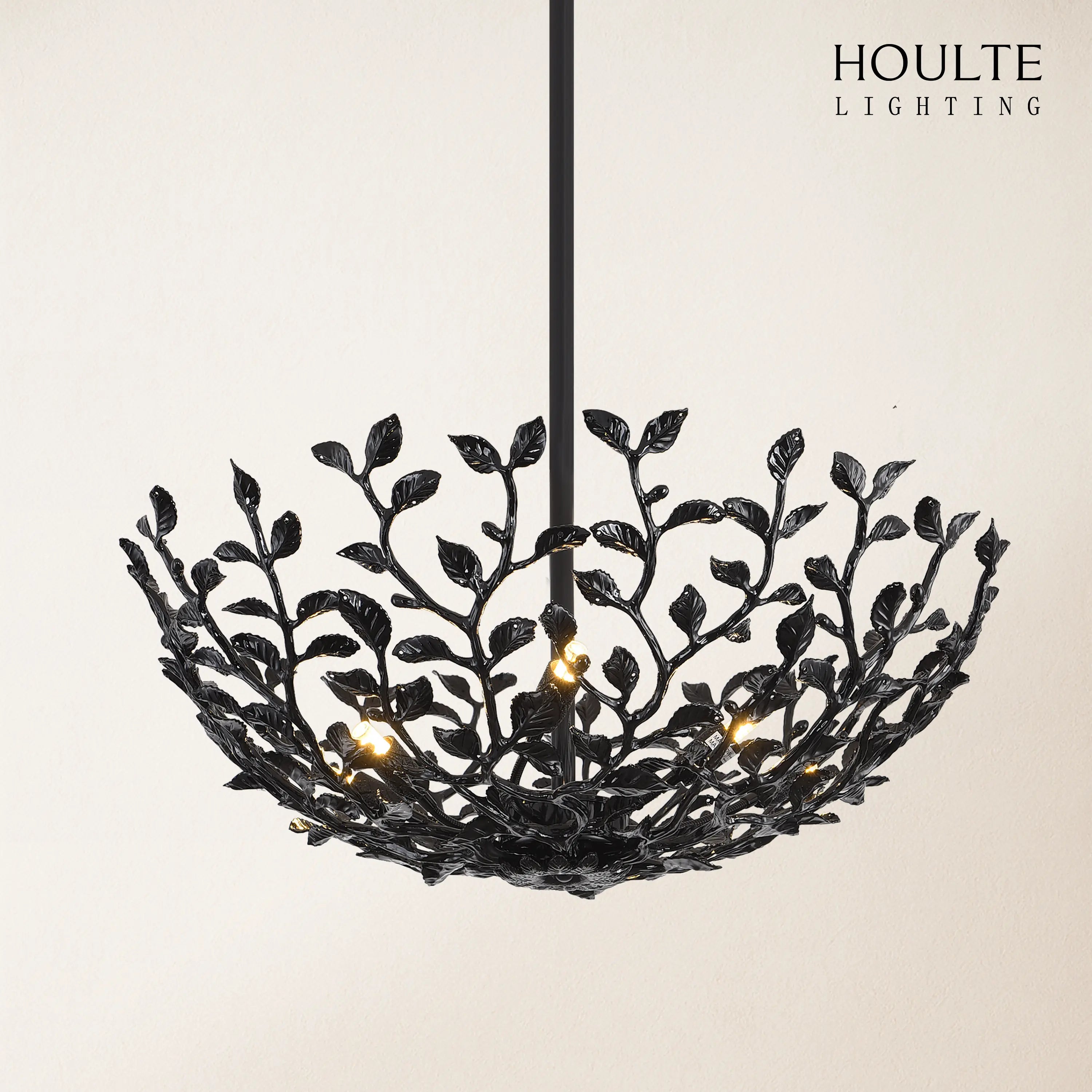 Elara Black Tree Branch Semi Flush Mount Chandelier 25.5"D