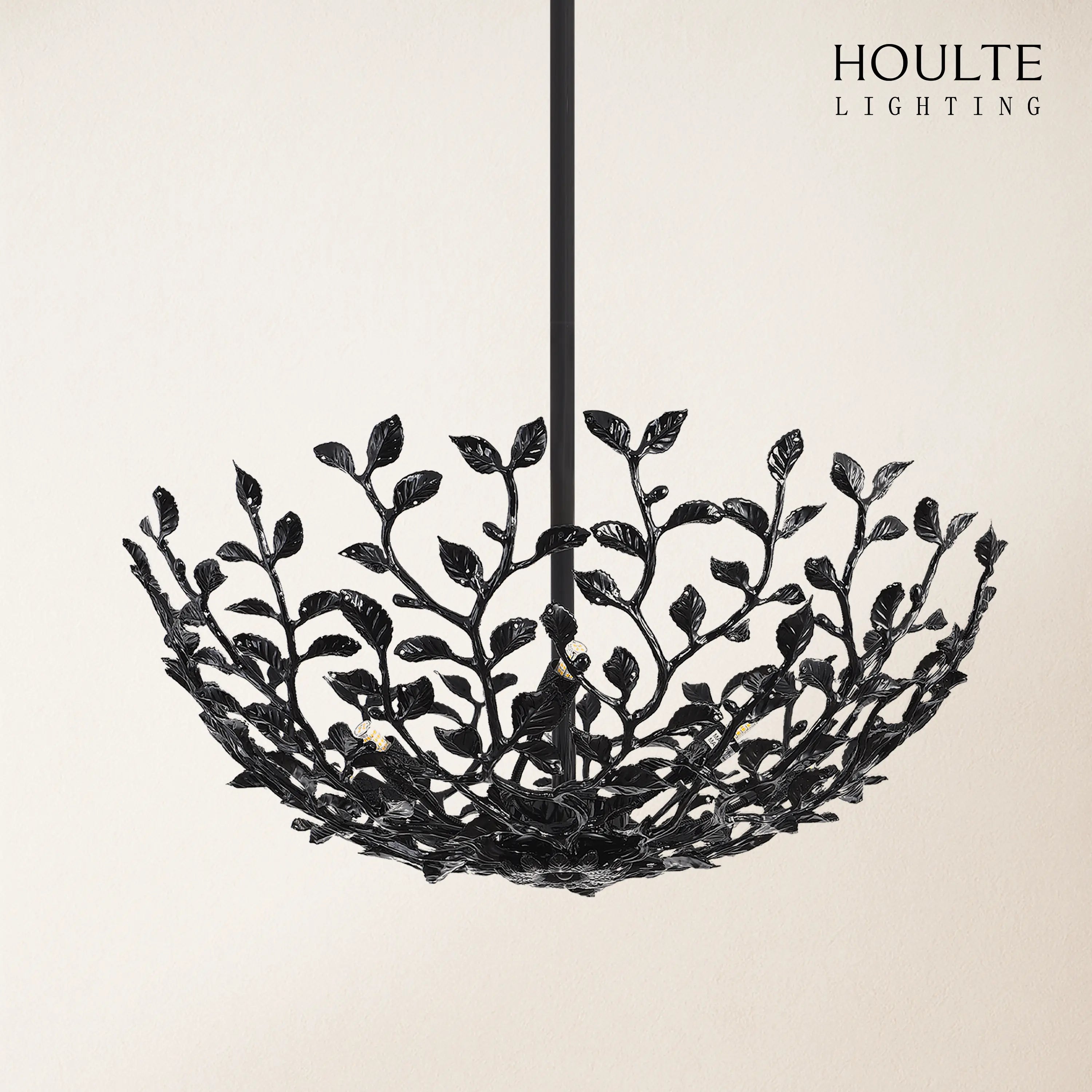 Elara Black Tree Branch Semi Flush Mount Chandelier 25.5"D