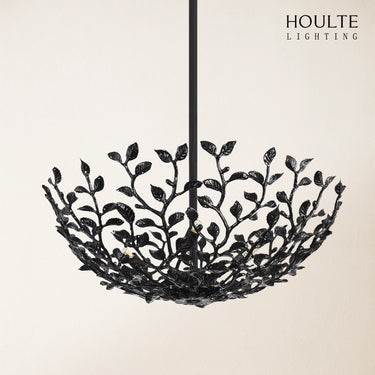 Elara Black Tree Branch Semi Flush Mount Chandelier 25.5"D