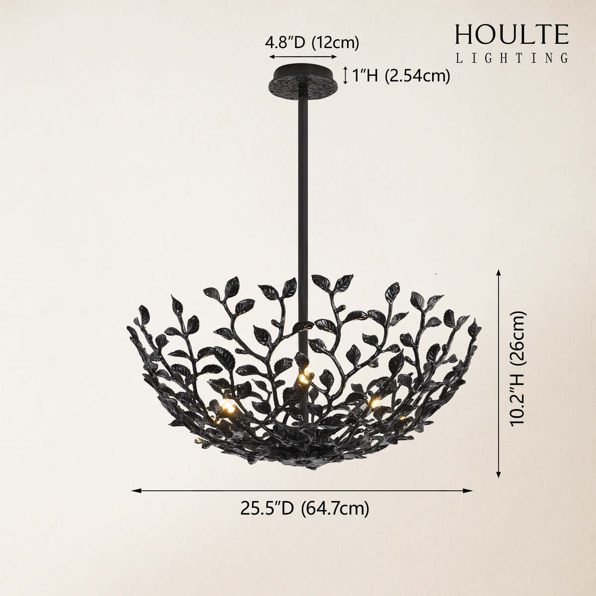 Elara Black Tree Branch Semi Chandelier 26"D dimensions 1