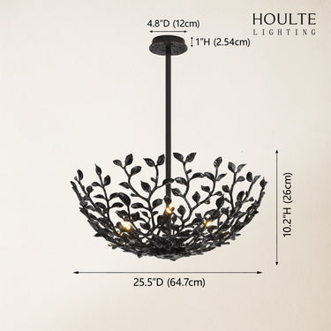 Elara Black Tree Branch Semi Flush Mount Chandelier 25.5"D