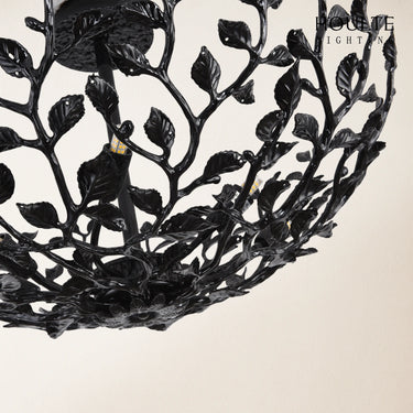 Elara Black Tree Branch Semi Flush Mount Chandelier 25.5"D