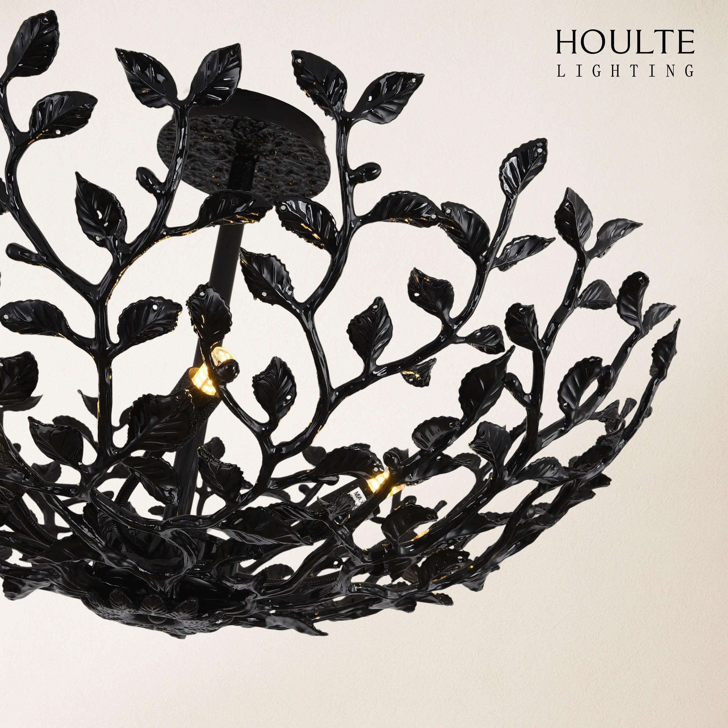 Elara Black Tree Branch Semi Flush Mount Chandelier 25.5"D