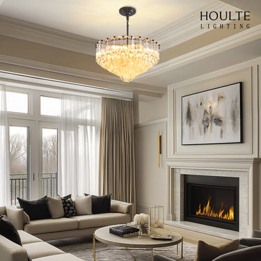 Ethereal Crystal Radiance Clear Amber Round Chandelier 14"D