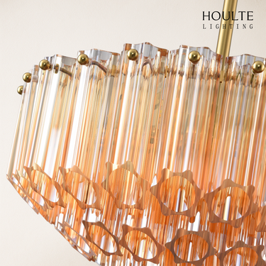 Ethereal Crystal Radiance Clear Amber Round Chandelier 14"D