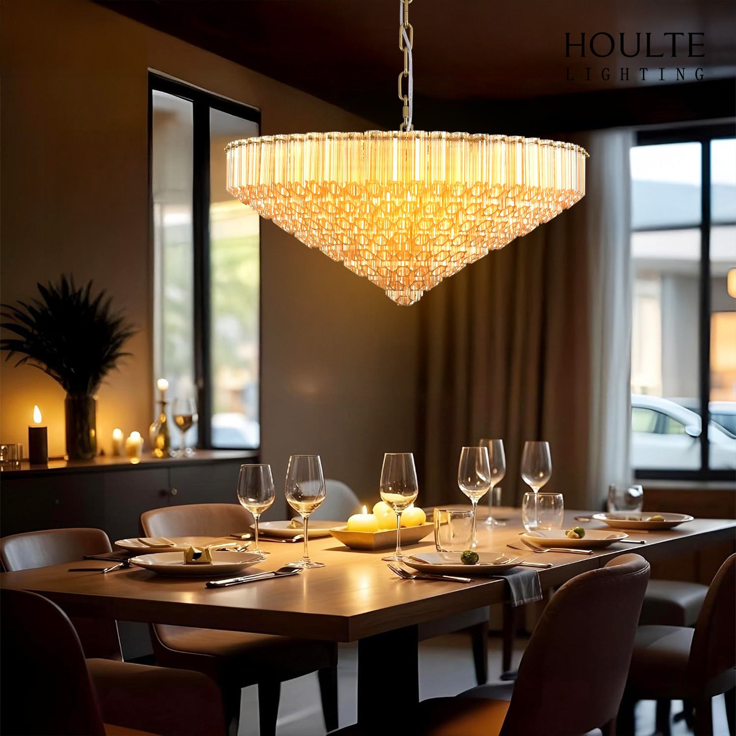 Ethereal Crystal Radiance Clear Amber Round Chandelier 30"D