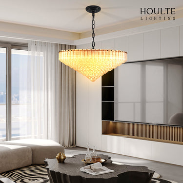 Ethereal Crystal Radiance Clear Amber Round Chandelier 30"D