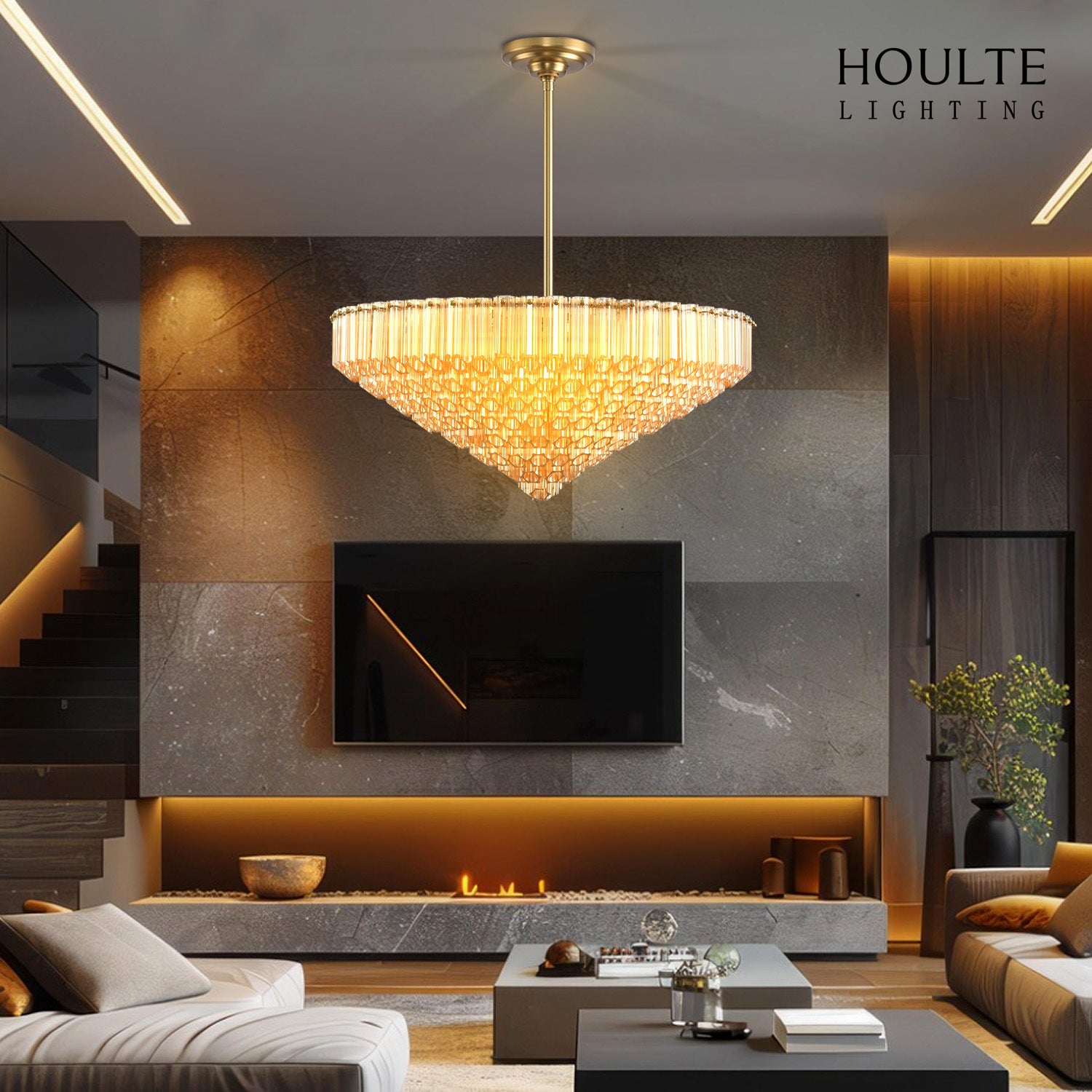 Ethereal Crystal Radiance Clear Amber Round Chandelier 30"D