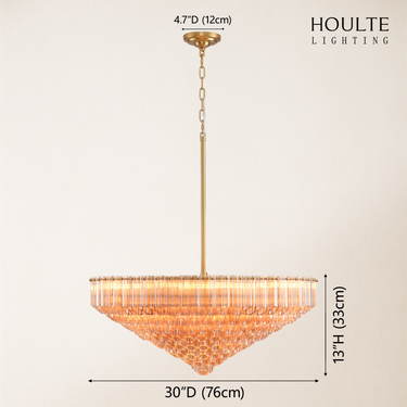 Ethereal Crystal Radiance Clear Amber Round Chandelier 30"D
