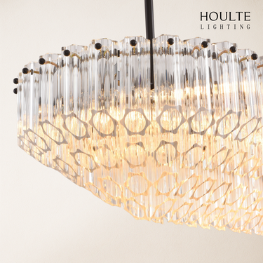 Ethereal Radiance Crystal Clear/Amber Rectangular Chandelier 43"L