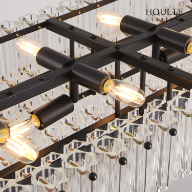 Ethereal Radiance Crystal Clear/Amber Rectangular Chandelier 43"L