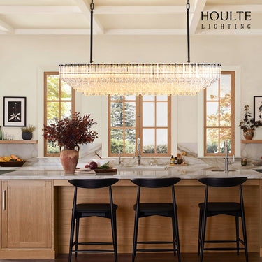 Ethereal Radiance Crystal Clear/Amber Rectangular Chandelier 43"L