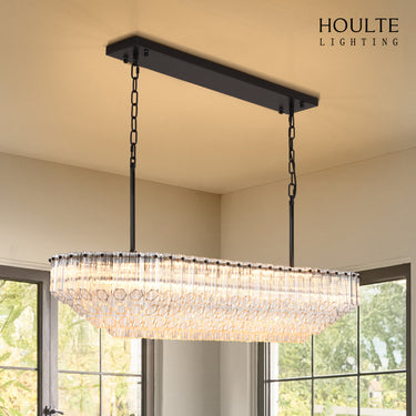 Ethereal Radiance Crystal Clear/Amber Rectangular Chandelier 43"L