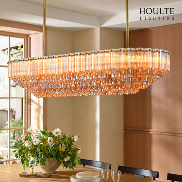 Ethereal Radiance Crystal Clear/Amber Rectangular Chandelier 43"L