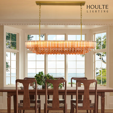Ethereal Radiance Crystal Clear/Amber Rectangular Chandelier 43"L