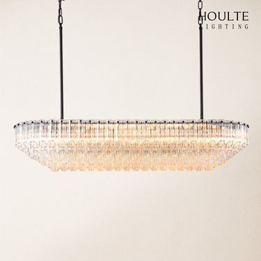Ethereal Radiance Crystal Clear/Amber Rectangular Chandelier 43"L