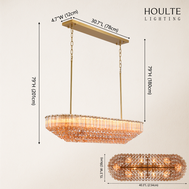 Ethereal Radiance Crystal Clear/Amber Rectangular Chandelier 43"L