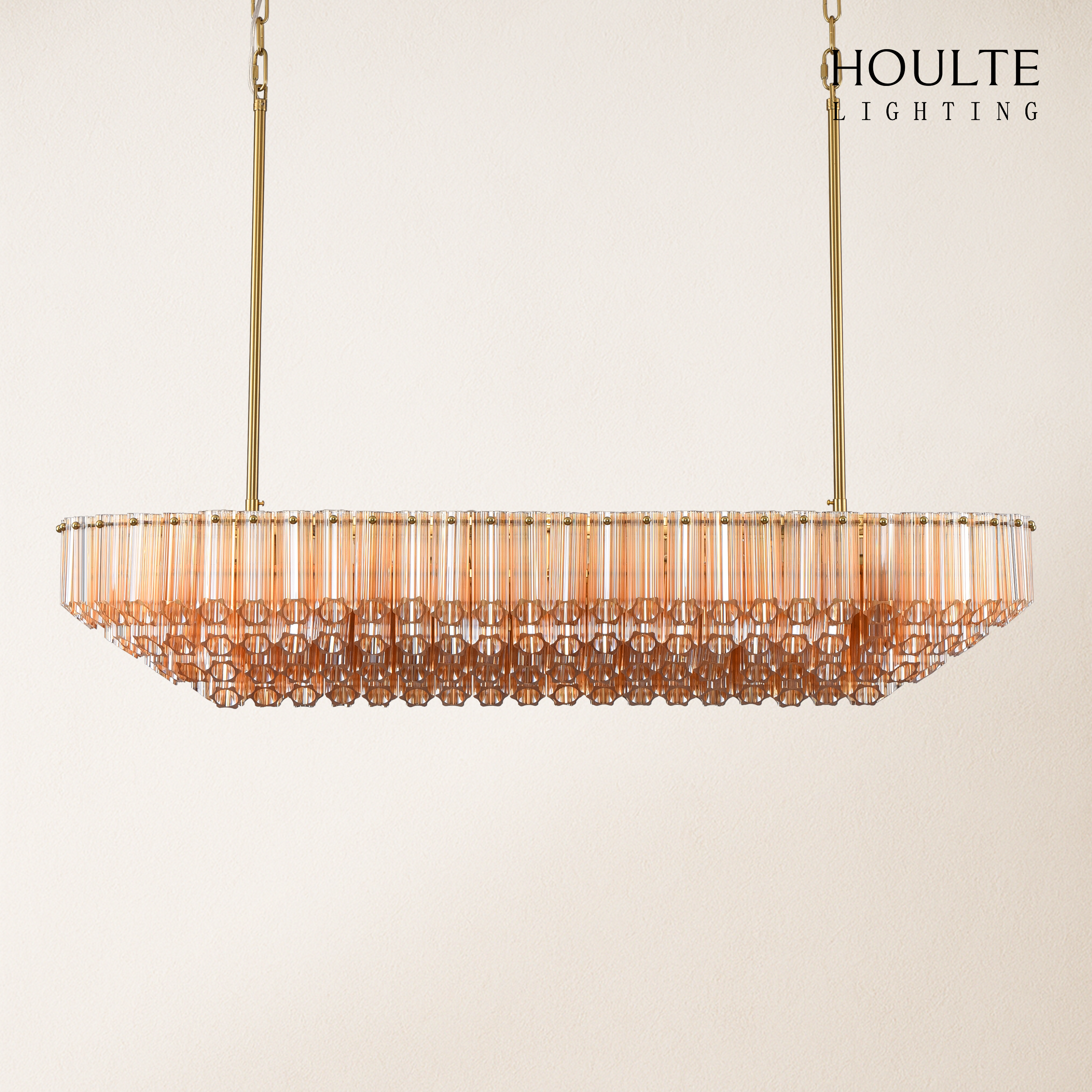 Ethereal Radiance Crystal Clear/Amber Rectangular Chandelier 43"L