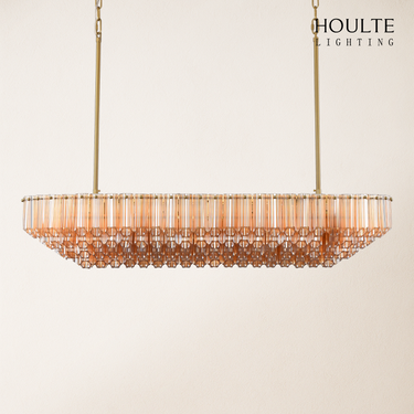Ethereal Radiance Crystal Clear/Amber Rectangular Chandelier 43"L