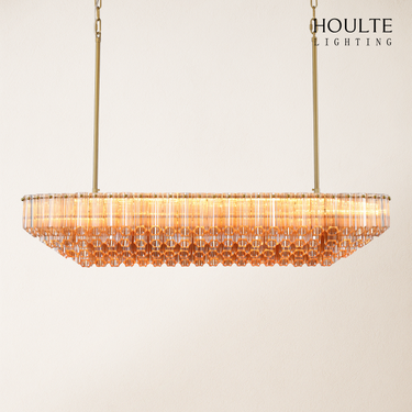 Ethereal Radiance Crystal Clear/Amber Rectangular Chandelier 43"L