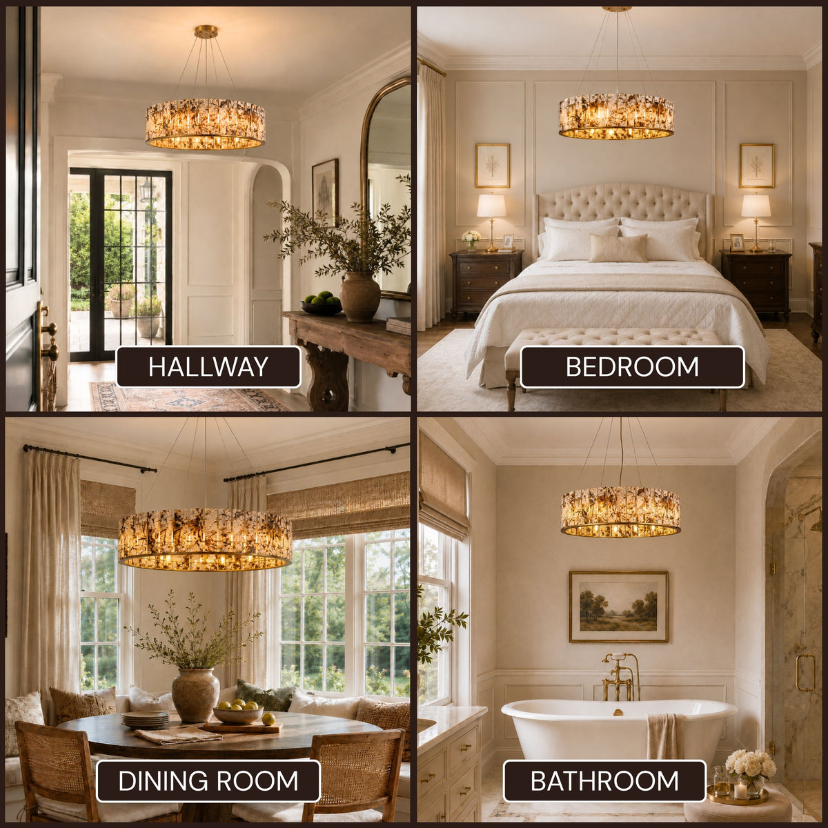 Pietra Amber Marble Round Chandelier 23.6"D