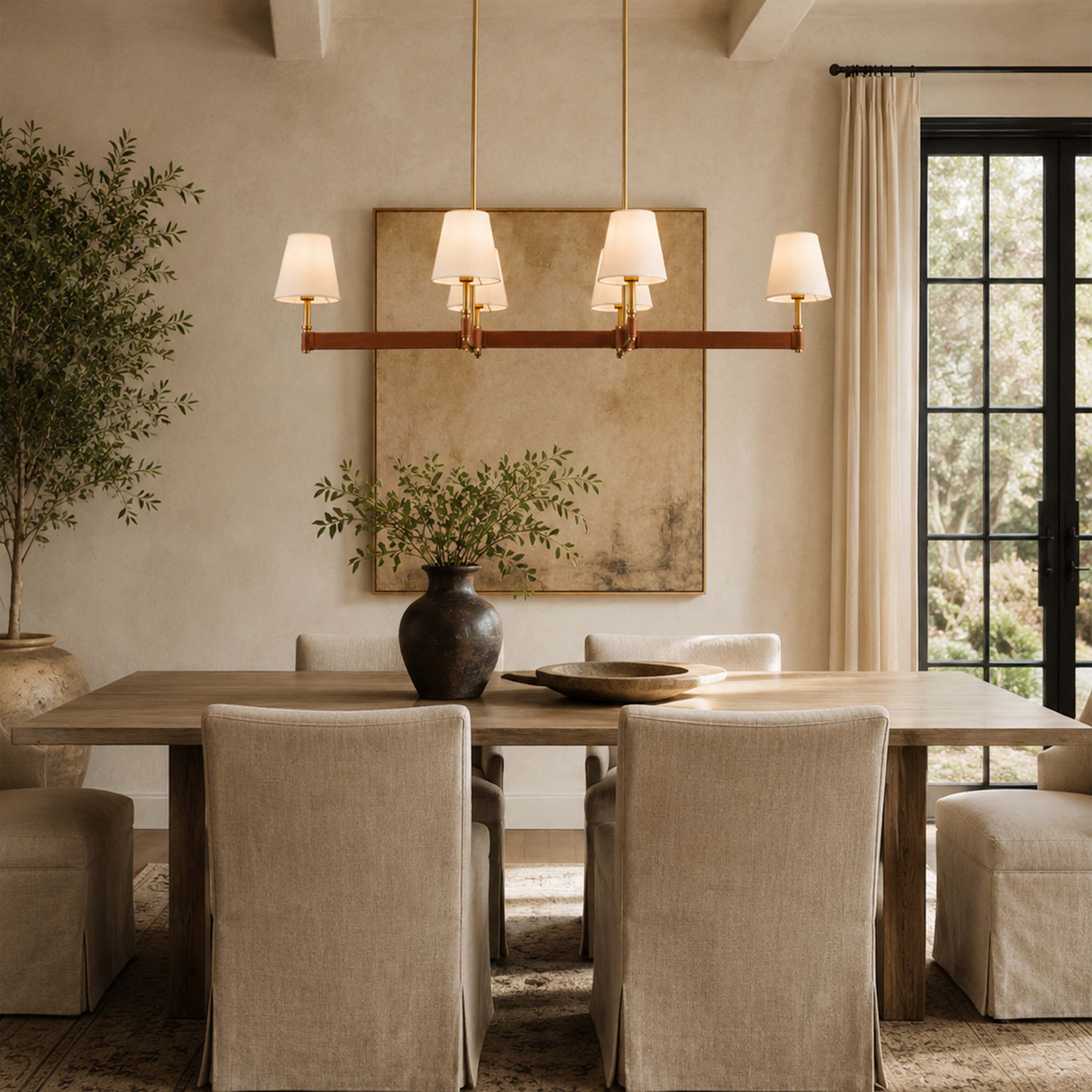Corvella Leather Linear Chandelier