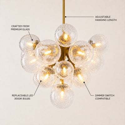 Elowen Crackled Glass Cluster Round Chandelier
