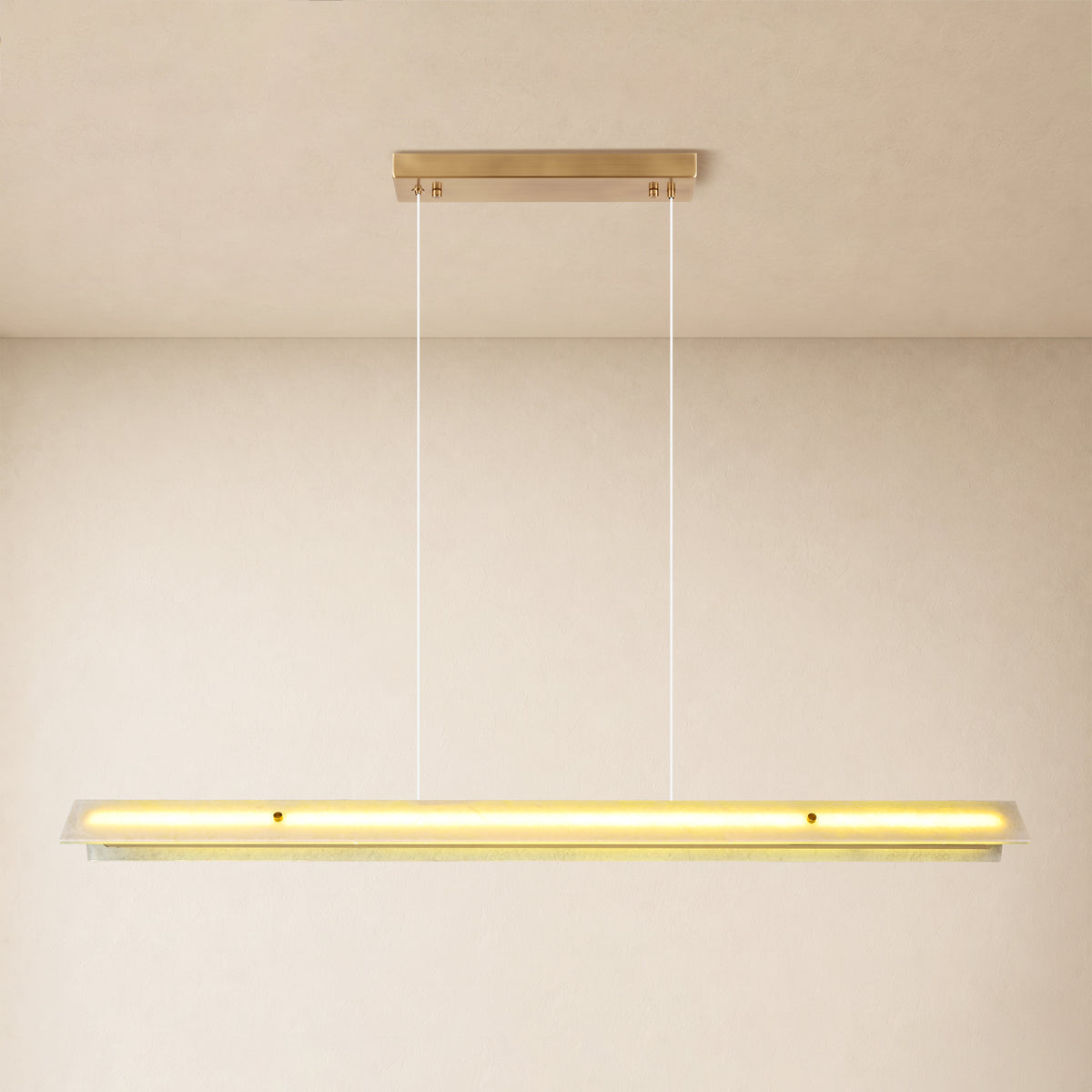 Pietra White Marble Linear Chandelier 49.2"D