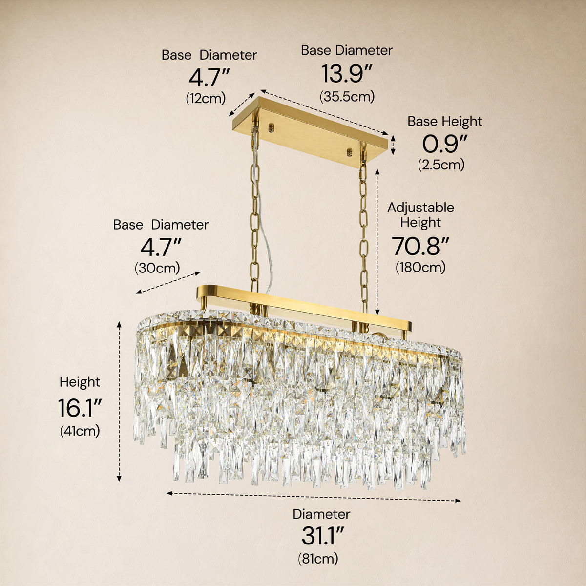Lucentra Crystal Linear Chandelier 31"W