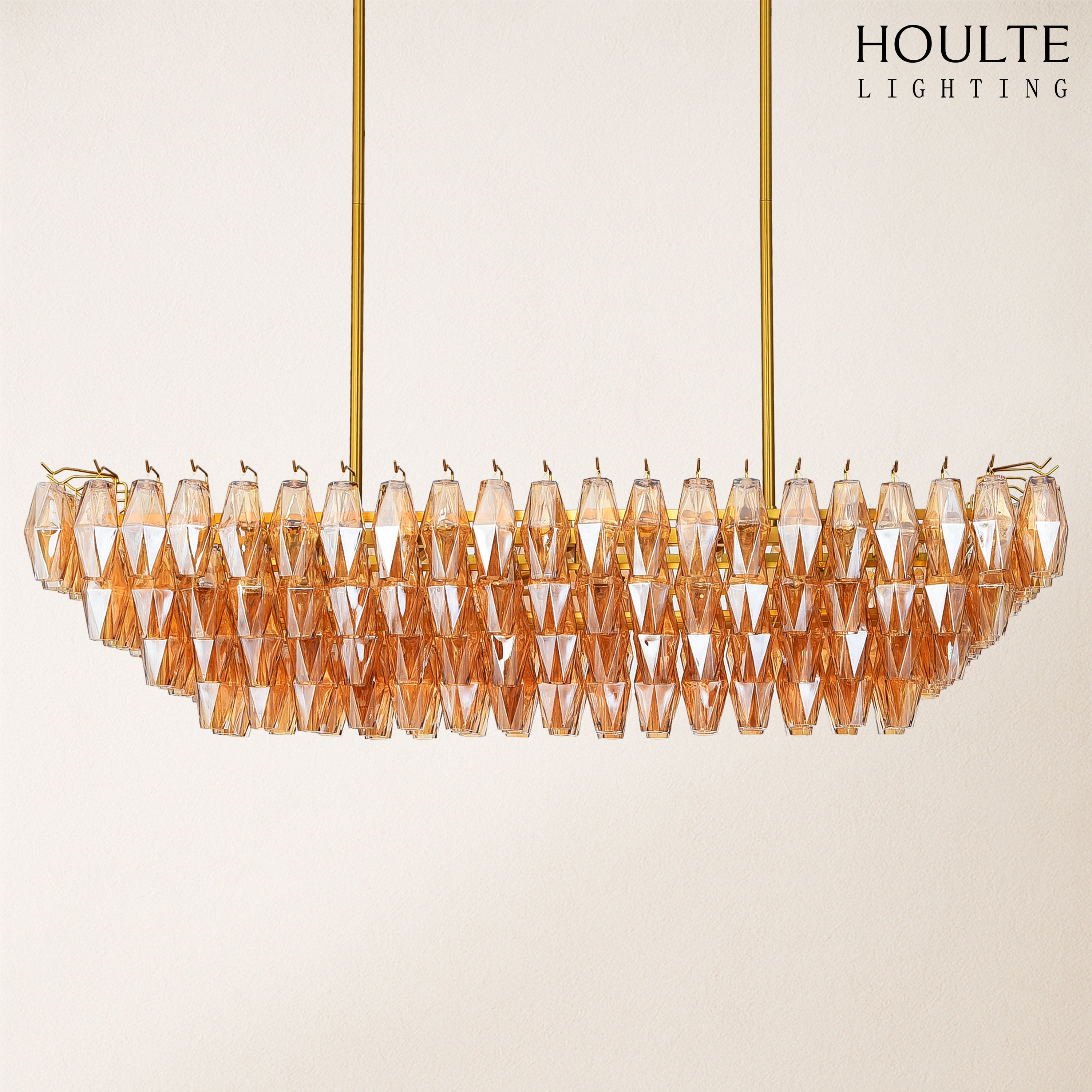 Celestial Drop Muti-Tier Crystal Glass Chandelier 54''W