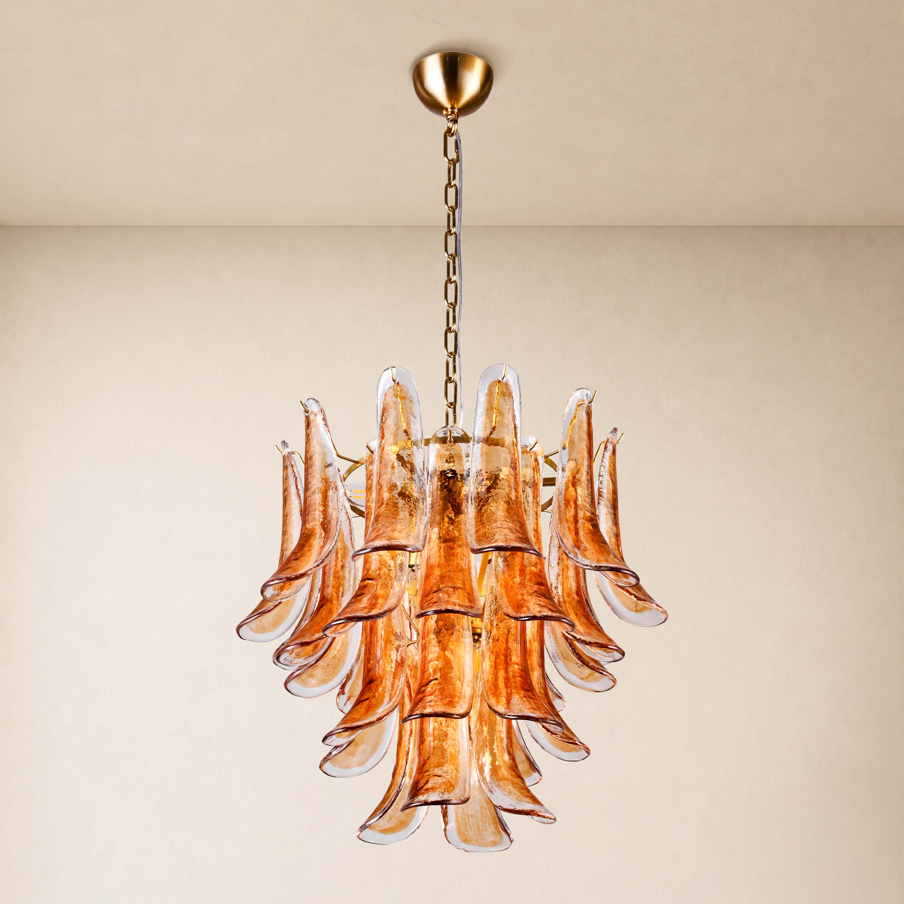 Nivelle Amber Glass Petal Round Chandelier 23.6"D