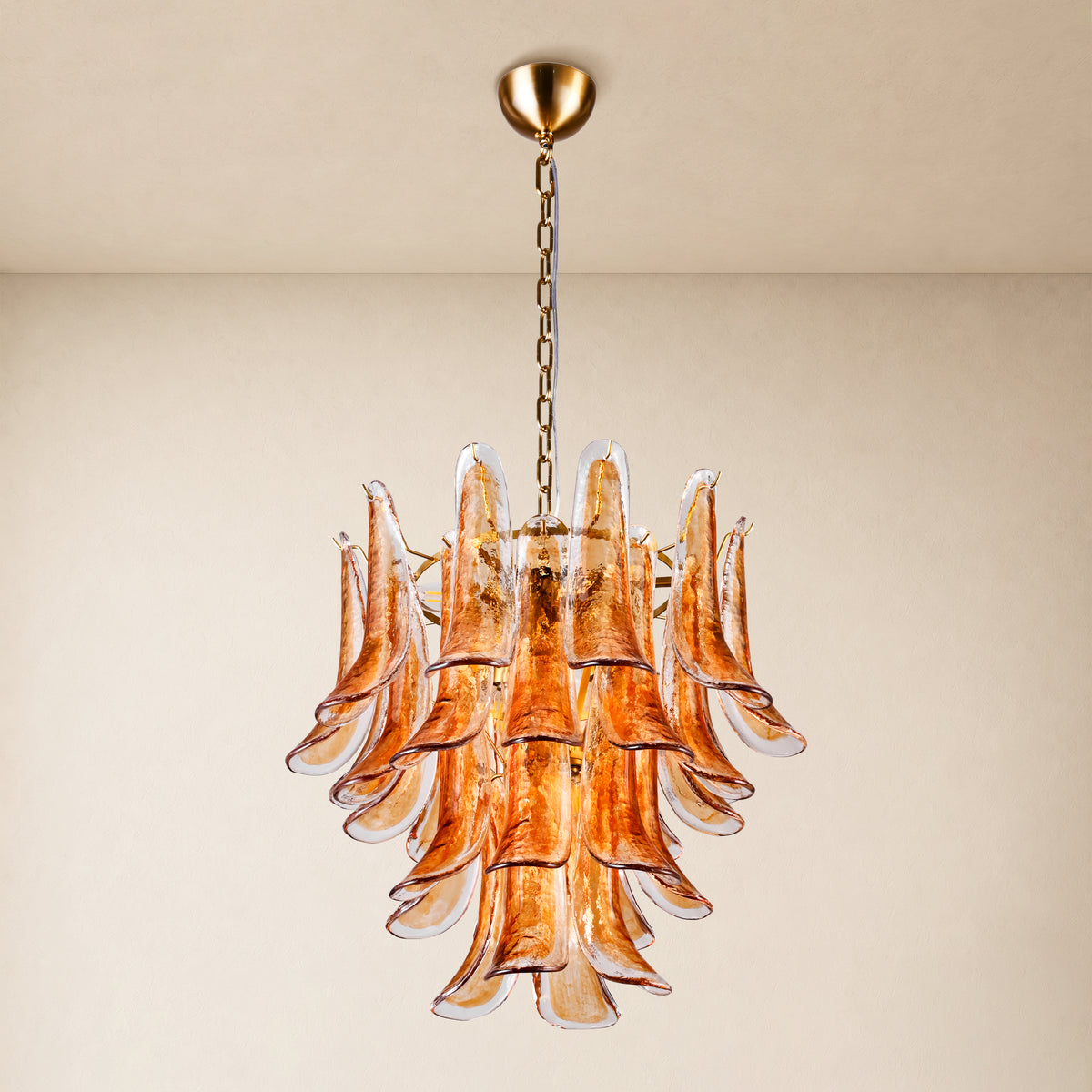 Nivelle Amber Glass Petal Round Chandelier 23.6"D