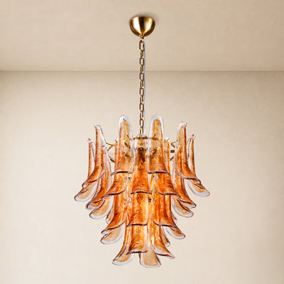 Nivelle Amber Glass Petal Round Chandelier 23.6"D