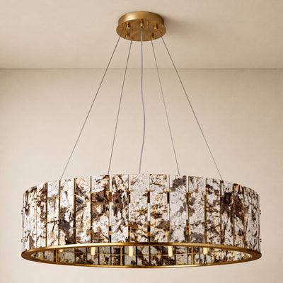 Pietra Amber Marble Round Chandelier 23.6"D