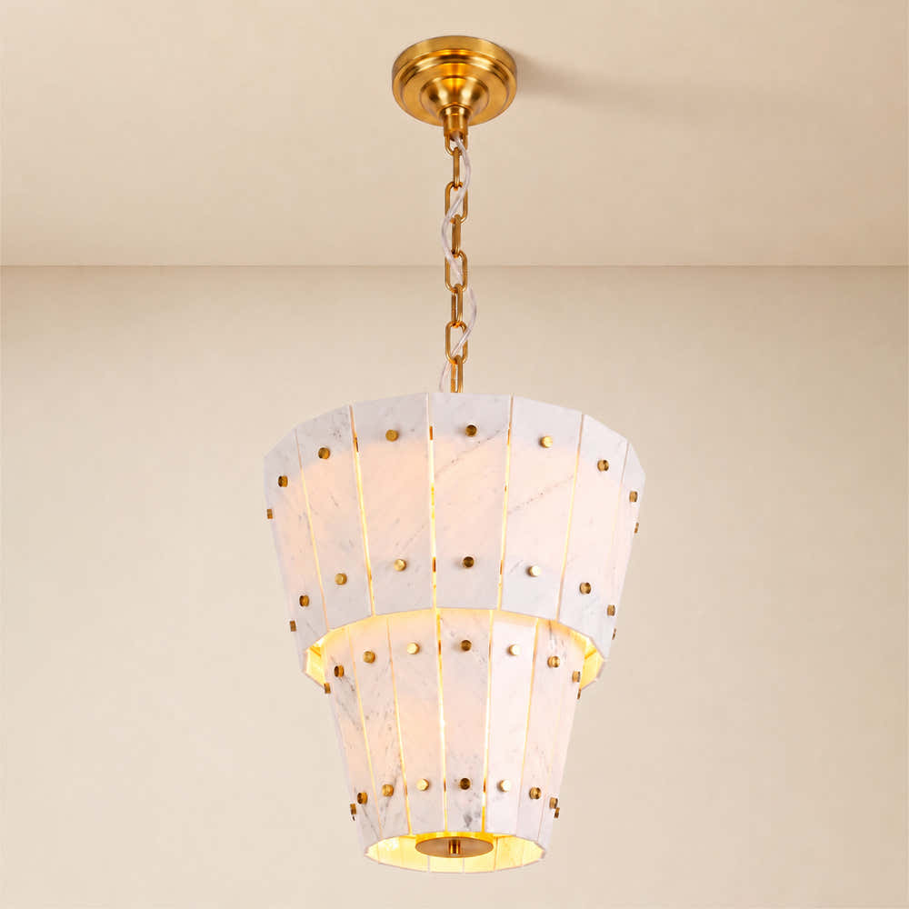 Pietra White Quartzite Round Chandelier 23.6"D
