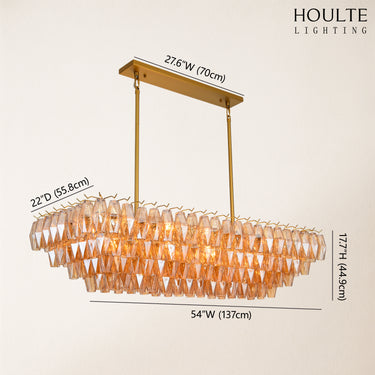 Celestial Drop Muti-Tier Crystal Glass Chandelier 54''W