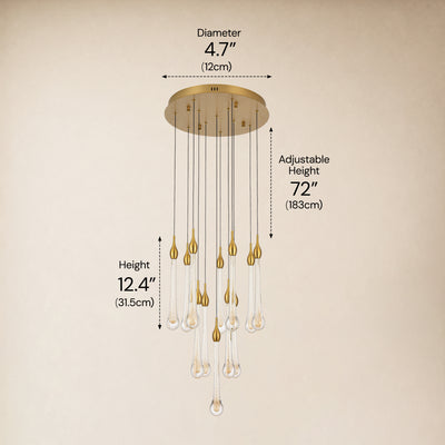 Olivene Glass Teardrop Round Chandelier 4.7"D 