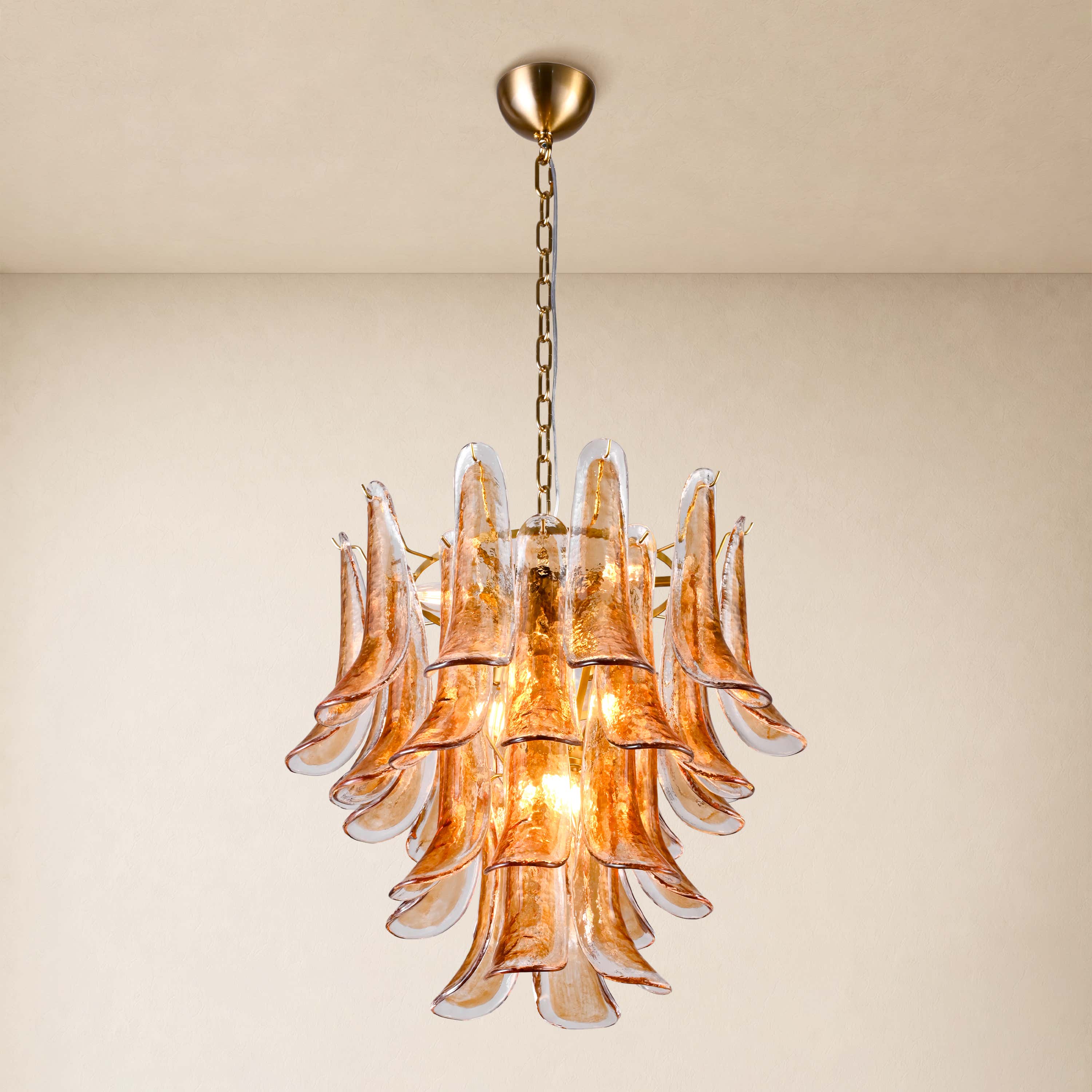 Nivelle Amber Glass Petal Round Chandelier 23.6"D