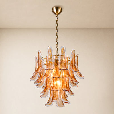 Nivelle Amber Glass Petal Round Chandelier 23.6"D