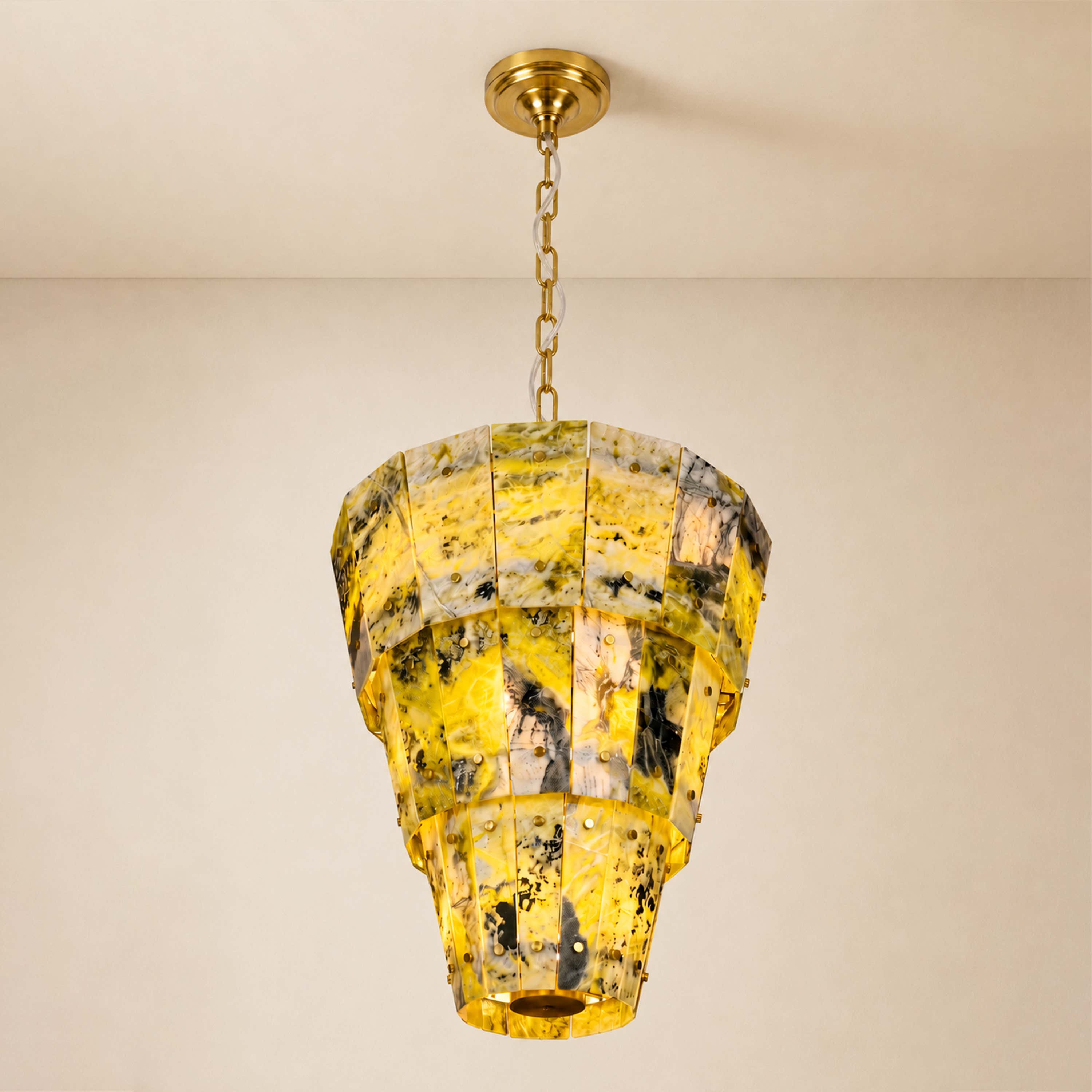 Pietra Green Marble Round Chandelier 31.4"D
