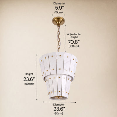Pietra White Quartzite Round Chandelier 23.6"D