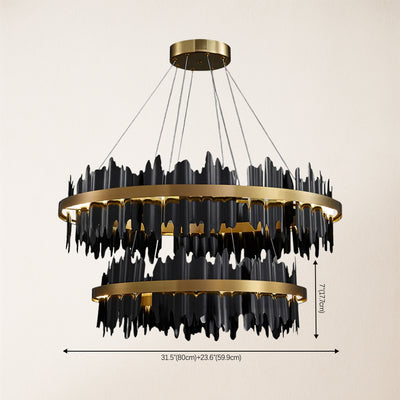Arctira Metal Iceberg 2 Tiered Round Chandelier 32"D