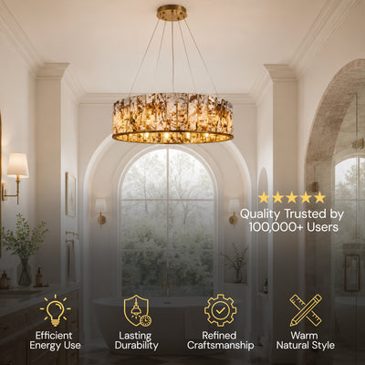 Pietra Amber Marble Round Chandelier 23.6"D