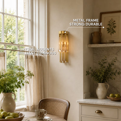 Caelora Crystal Teardrop Wall Sconce 30"H