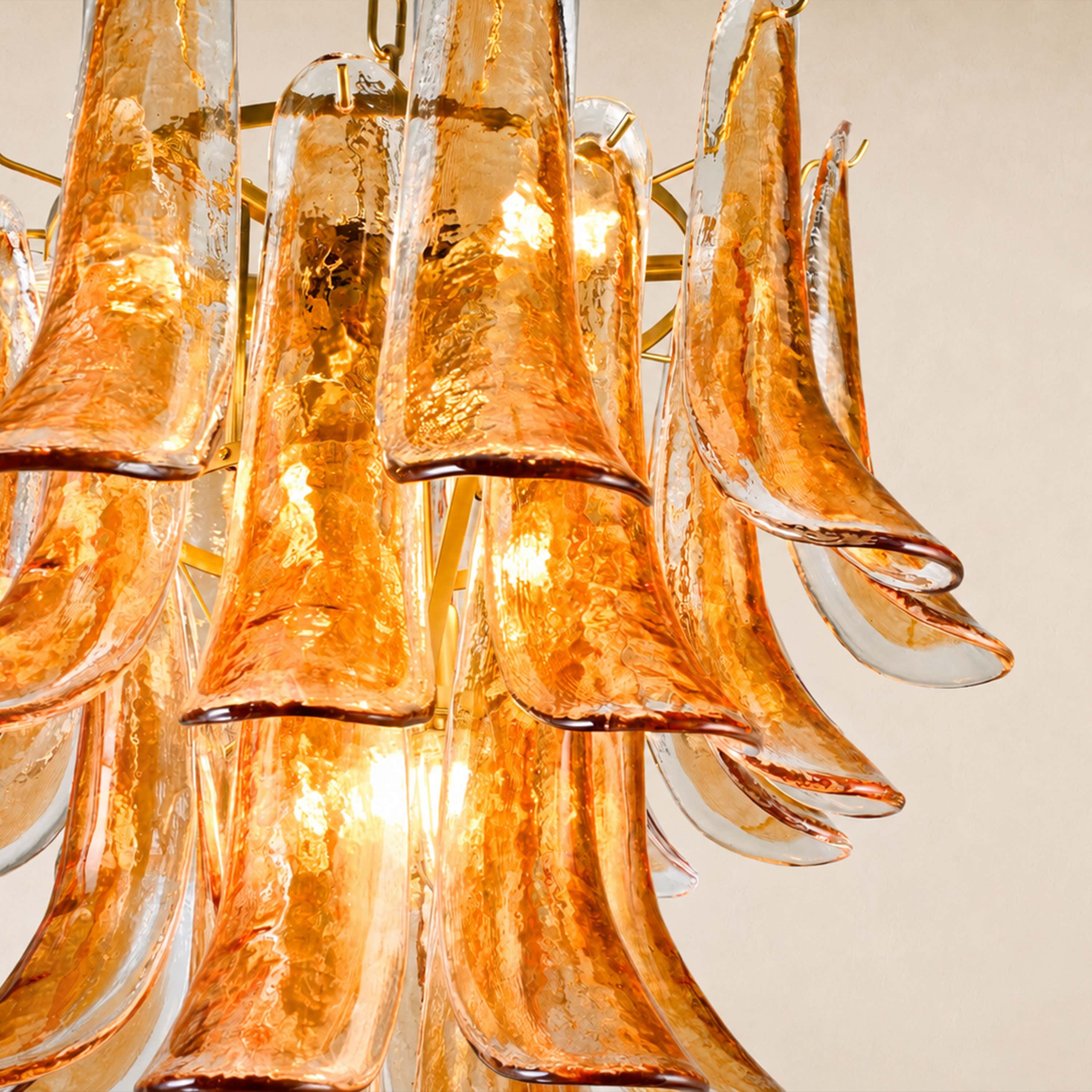 Nivelle Amber Glass Petal Round Chandelier 23.6"D