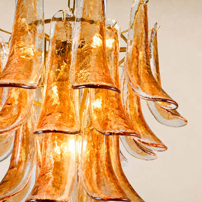 Nivelle Amber Glass Petal Round Chandelier 23.6"D
