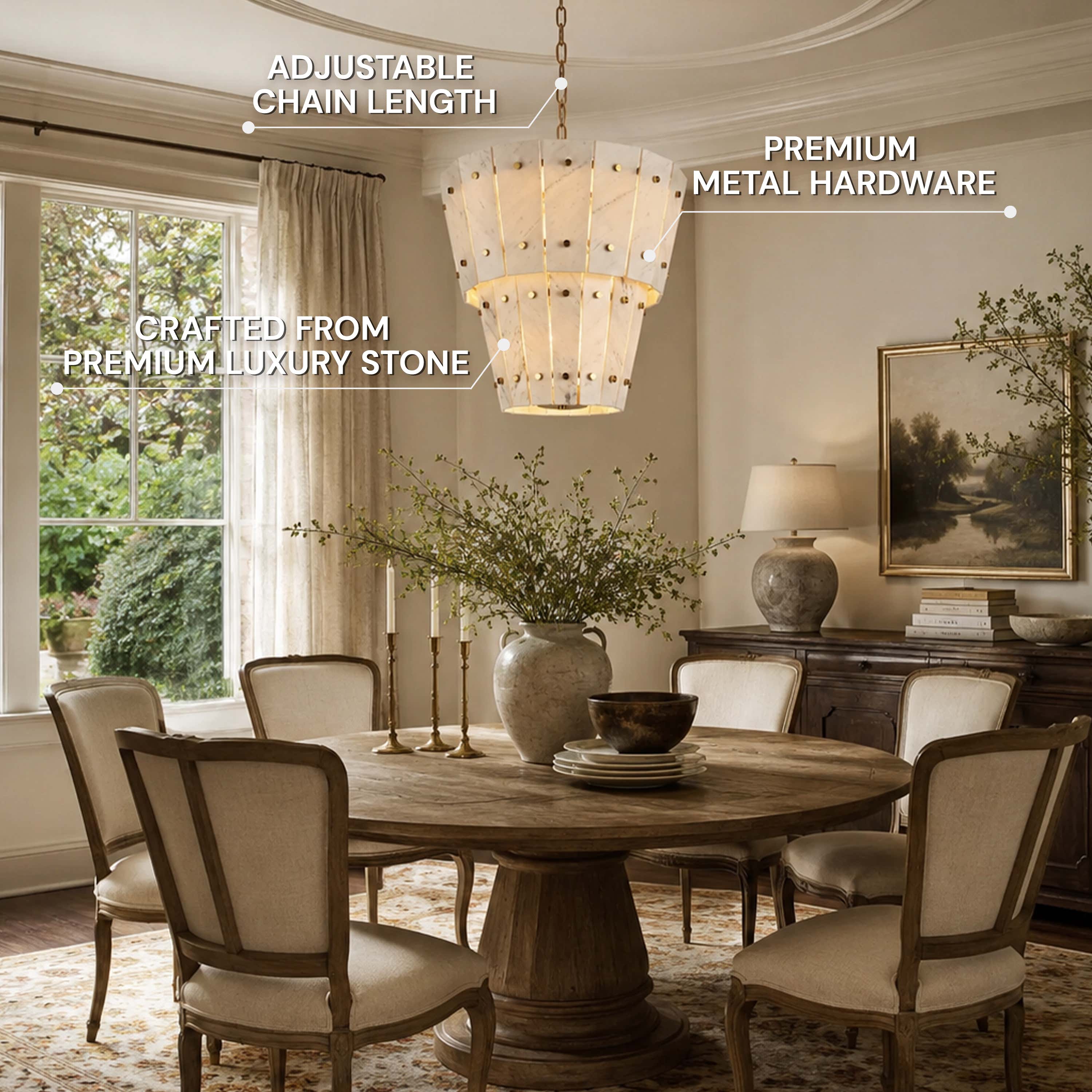 Pietra Quartzite Round Chandelier 23.6"D